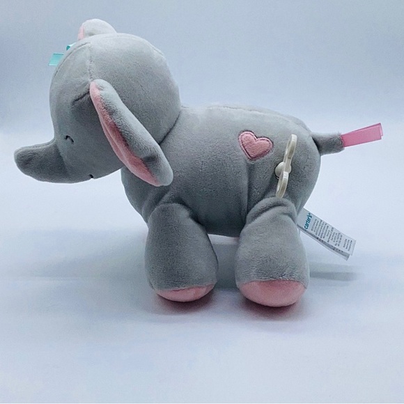 Carter's Musical Plush Elephant Gray With Green Bow Stuffed Animal 8" Tall - Picture 5 of 10